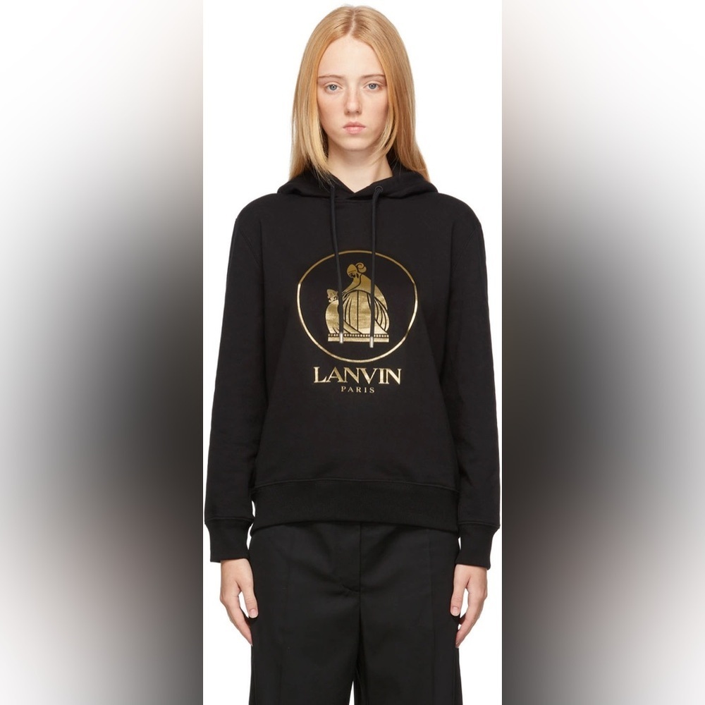 ๐ NWT LANVIN 100% cotton black mother & child pull over hoodie small - Picture 1 of 15